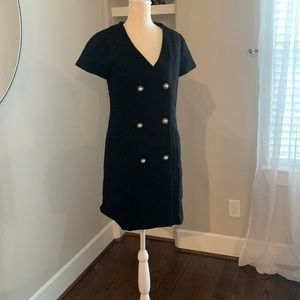 Mango Black Tweed Dress w Pearl Buttons